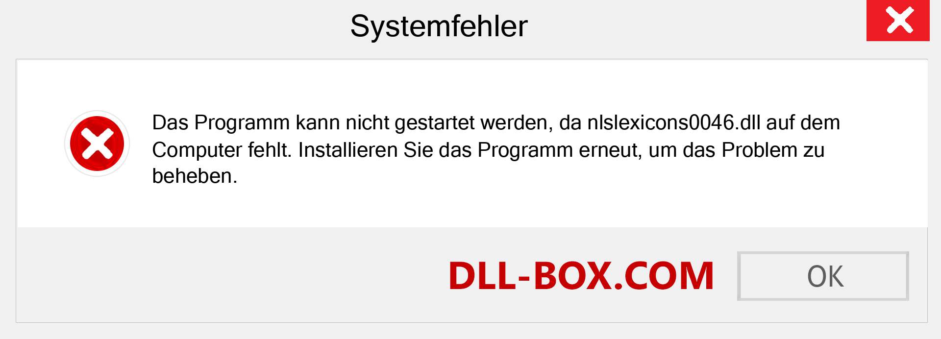 nlslexicons0046.dll-Datei fehlt?. Download für Windows 7, 8, 10 - Fix nlslexicons0046 dll Missing Error unter Windows, Fotos, Bildern