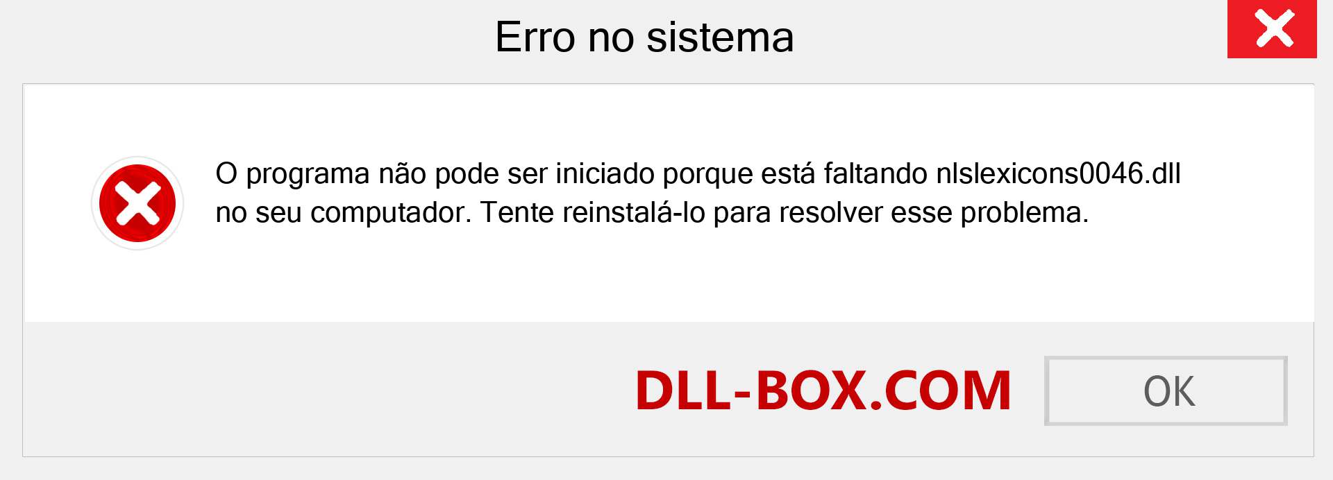 Arquivo nlslexicons0046.dll ausente ?. Download para Windows 7, 8, 10 - Correção de erro ausente nlslexicons0046 dll no Windows, fotos, imagens